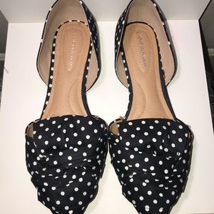 Black Polka Dot Flats Size 8W